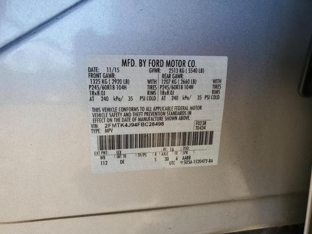 Photo 14 from auction – 2015 FORD EDGE SEL with VIN 2FMTK4J94FBC28498