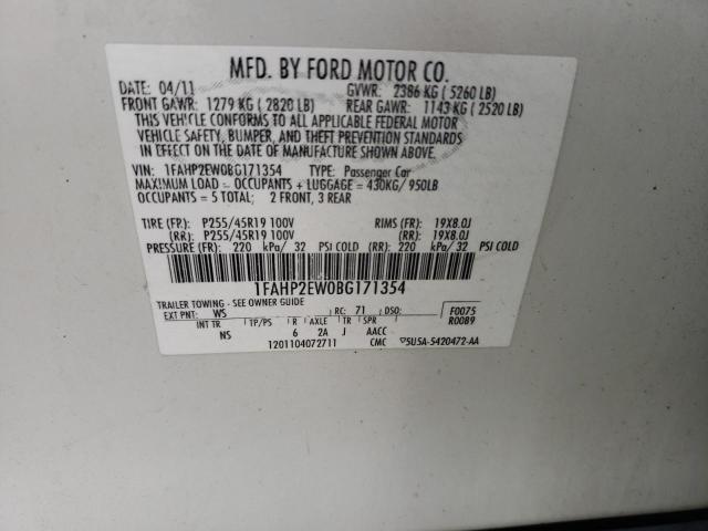 Photo 14 from auction – 2011 FORD TAURUS SEL with VIN 1FAHP2EW0BG171354
