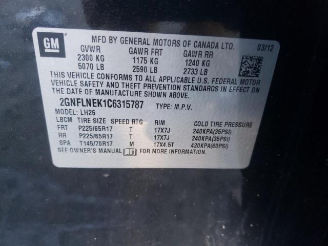 Photo 14 from auction – 2012 CHEVROLET EQUINOX LT with VIN 2GNFLNEK1C6315787