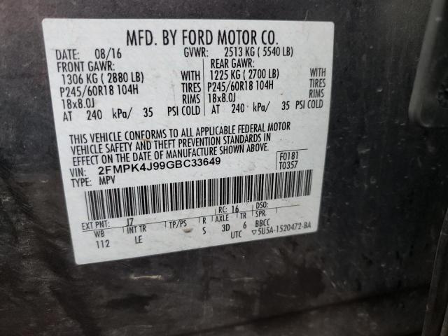 Photo 14 from auction – 2016 FORD EDGE SEL with VIN 2FMPK4J99GBC33649
