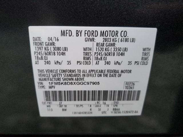 Photo 14 from auction – 2016 FORD EXPLORER X with VIN 1FM5K8D8XGGC97905