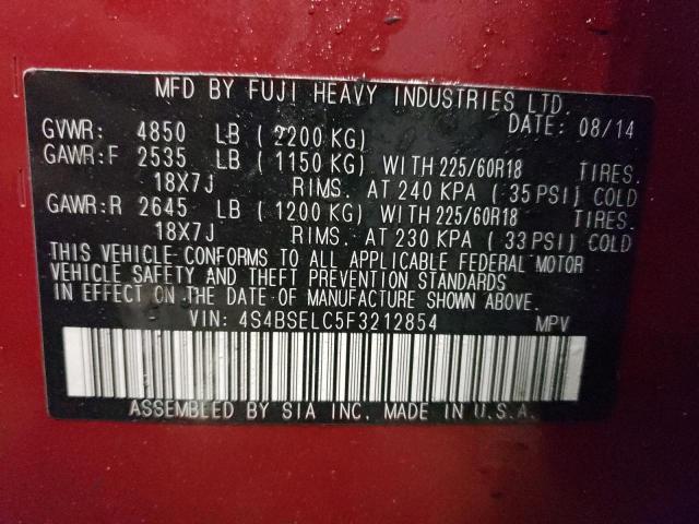 Photo 14 from auction – 2015 SUBARU OUTBACK 3. with VIN 4S4BSELC5F3212854