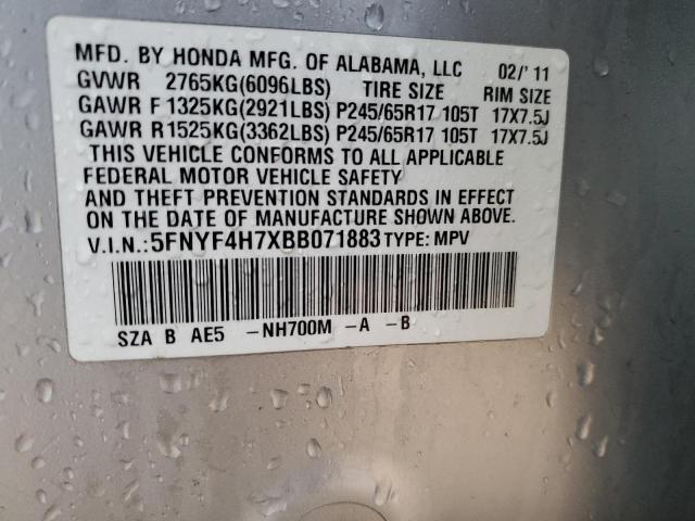 Photo 14 from auction – 2011 HONDA PILOT EXLN with VIN 5FNYF4H7XBB071883