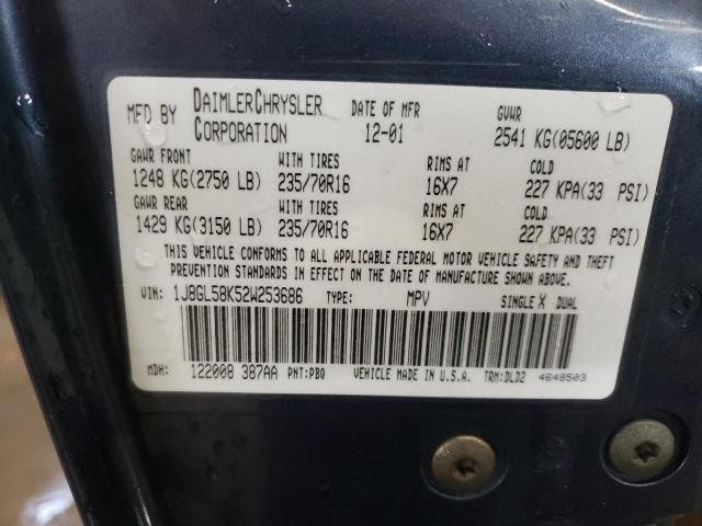 Photo 14 from auction – 2002 JEEP LIBERTY LI with VIN 1J8GL58K52W253686