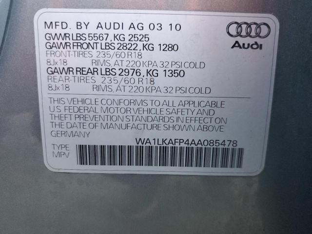 Photo 14 from auction – 2010 AUDI Q5 PREMIUM with VIN WA1LKAFP4AA085478