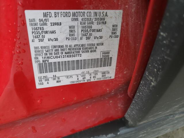 Photo 14 from auction – 2001 FORD ESCAPE XLT with VIN 1FMCU04131KB50772