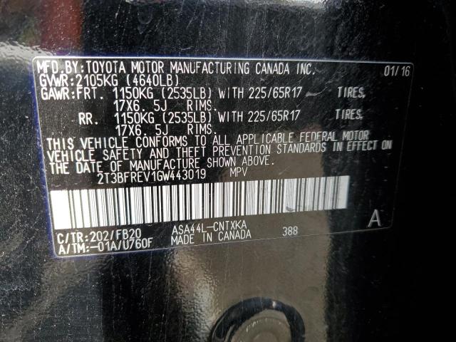 Photo 14 from auction – 2016 TOYOTA RAV4 LE with VIN 2T3BFREV1GW443019
