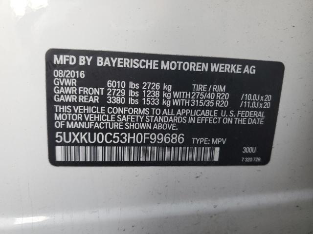 Photo 14 from auction – 2017 BMW X6 SDRIVE3 with VIN 5UXKU0C53H0F99686