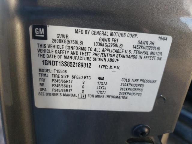 Photo 14 from auction – 2005 CHEVROLET TRAILBLAZE with VIN 1GNDT13S852189012