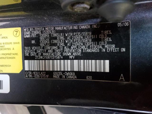 Photo 14 from auction – 2007 LEXUS RX 350 with VIN 2T2HK31U87C015874