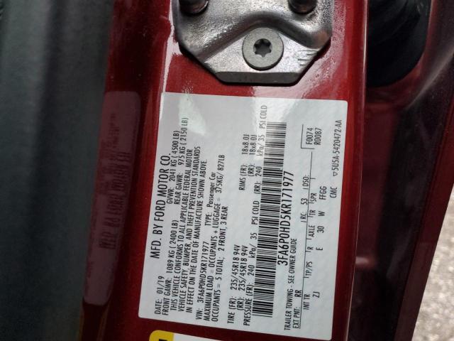 Photo 10 from auction – 2019 FORD FUSION SE with VIN 3FA6P0HD5KR171977