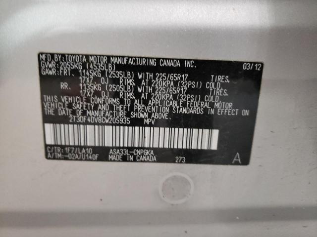 Zdjęcie 14 z aukcji – 2012 TOYOTA RAV4 LIMIT z VIN 2T3DF4DV8CW205935