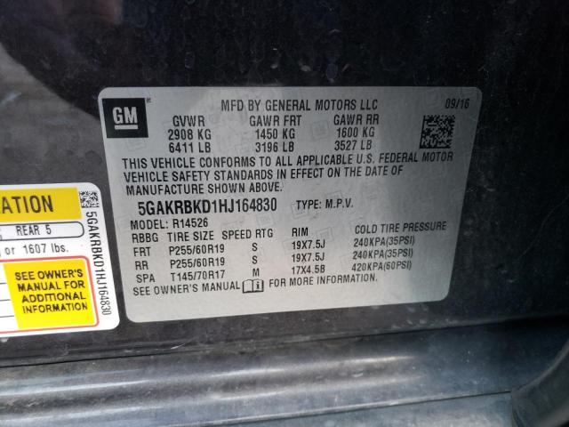 Photo 14 from auction – 2017 BUICK ENCLAVE with VIN 5GAKRBKD1HJ164830