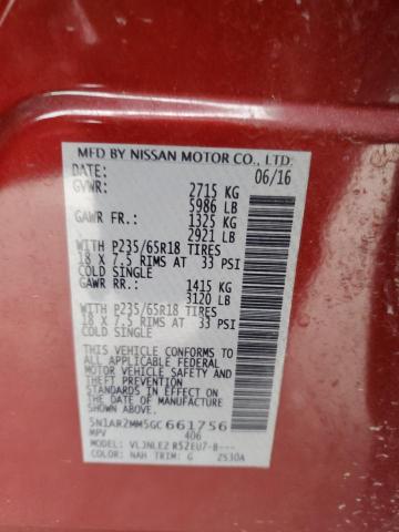 Photo 14 from auction – 2016 NISSAN PATHFINDER with VIN 5N1AR2MM5GC661756