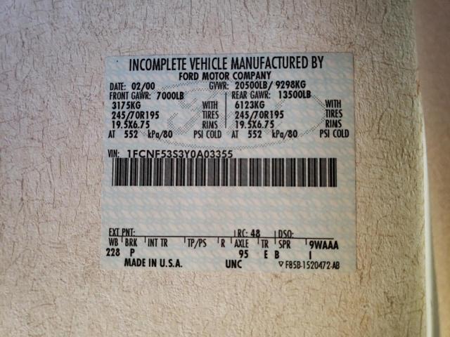 Photo 10 from auction – 2000 FORD F550 SUPER with VIN 1FCNF53S3Y0A03355
