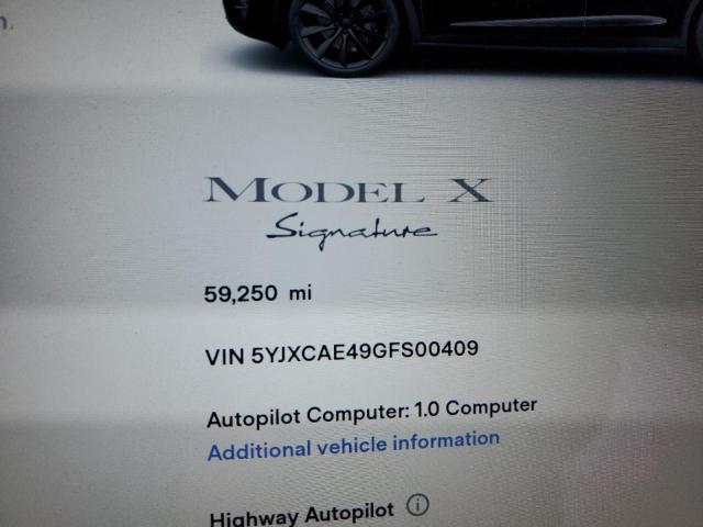 Photo 9 from auction – 2016 TESLA MODEL X with VIN 5YJXCAE49GFS00409