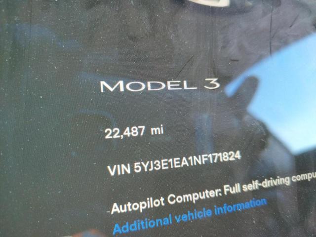 Photo 9 from auction – 2022 TESLA MODEL 3 with VIN 5YJ3E1EA1NF171824
