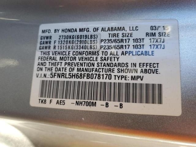 Photo 14 from auction – 2015 HONDA ODYSSEY EX with VIN 5FNRL5H68FB078170