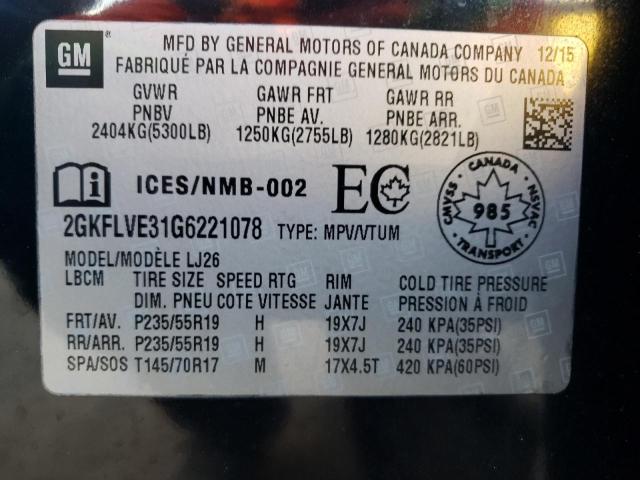 Photo 14 from auction – 2016 GMC TERRAIN DE with VIN 2GKFLVE31G6221078