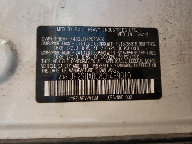 Photo 14 from auction – 2012 SUBARU FORESTER 2 with VIN JF2SHABC8CH459010
