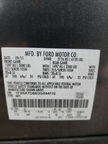 Photo 14 from auction – 2016 FORD EXPLORER X with VIN 1FM5K7D86GGA94732