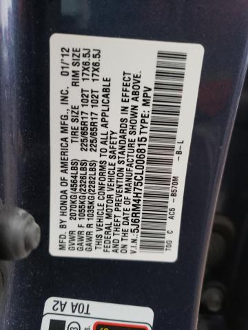 Photo 14 from auction – 2012 HONDA CR-V EXL with VIN 5J6RM4H75CL006815