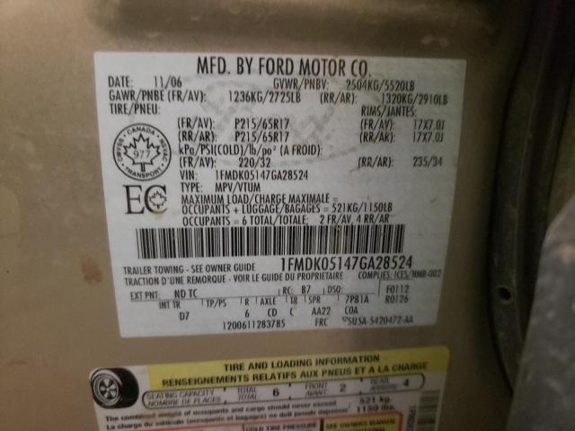 Photo 14 from auction – 2007 FORD FREESTYLE with VIN 1FMDK05147GA28524