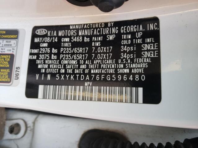 Photo 14 from auction – 2015 KIA SORENTO LX with VIN 5XYKTDA76FG596480