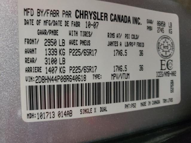 Photo 14 from auction – 2008 DODGE GRAND CARA with VIN 2D8HN44P08R640618