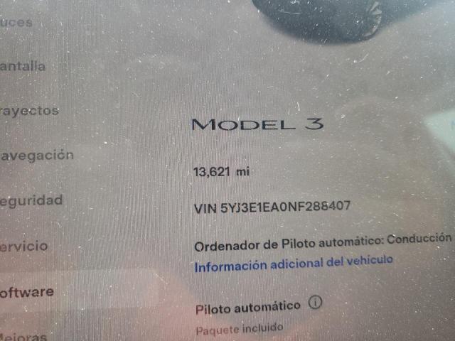 Photo 9 from auction – 2022 TESLA MODEL 3 with VIN 5YJ3E1EA0NF288407