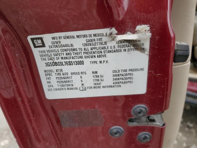 Photo 14 from auction – 2006 BUICK RENDEZVOUS with VIN 3G5DB03L76S513000