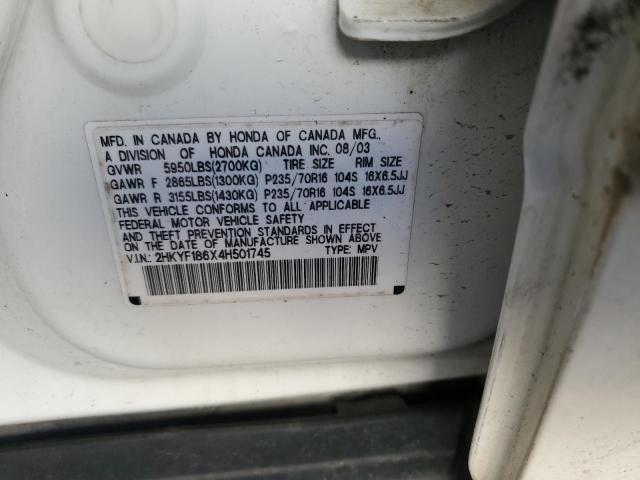 Photo 14 from auction – 2004 HONDA PILOT EXL with VIN 2HKYF186X4H501745