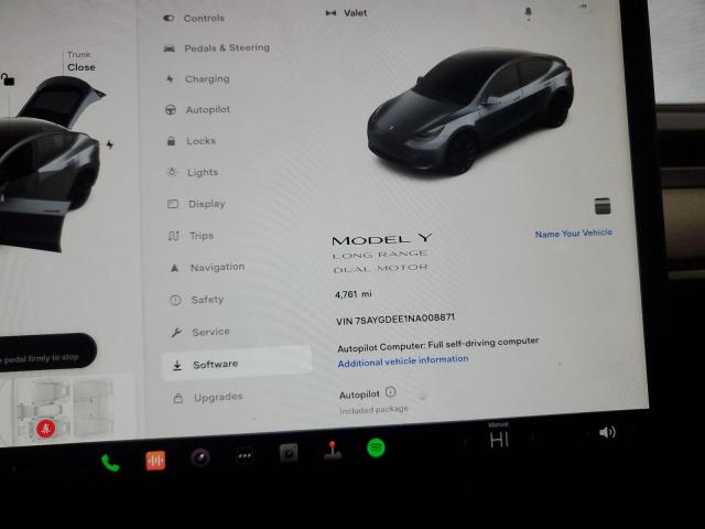 Photo 9 from auction – 2022 TESLA MODEL Y with VIN 7SAYGDEE1NA008871