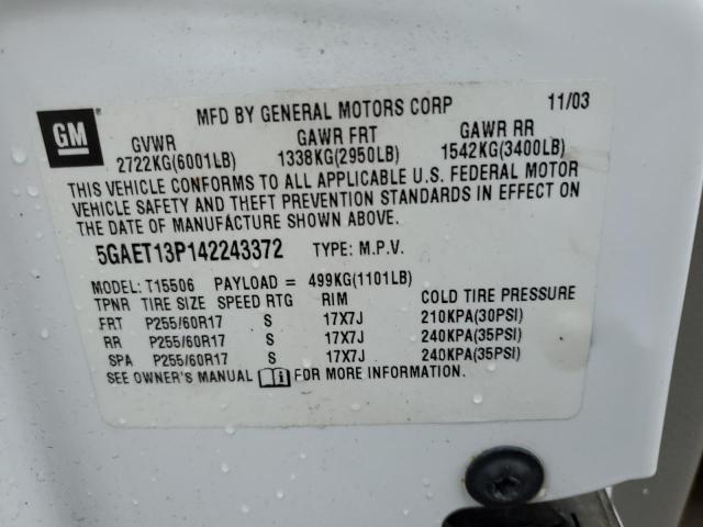 Photo 14 from auction – 2004 BUICK RAINIER CX with VIN 5GAET13P142243372