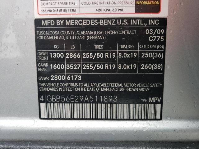 Photo 14 from auction – 2009 MERCEDES-BENZ ML 350 with VIN 4JGBB56E29A511893