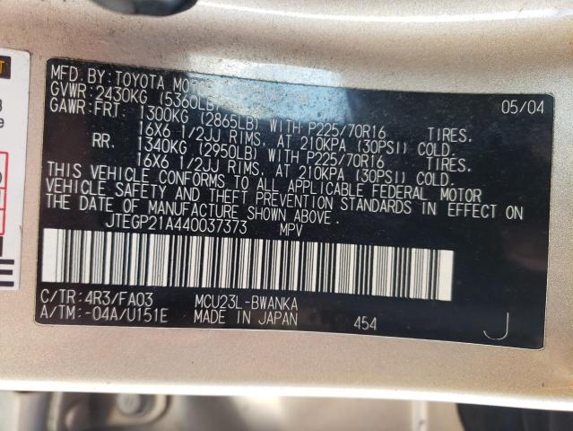 Photo 14 from auction – 2004 TOYOTA HIGHLANDER with VIN JTEGP21A440037373