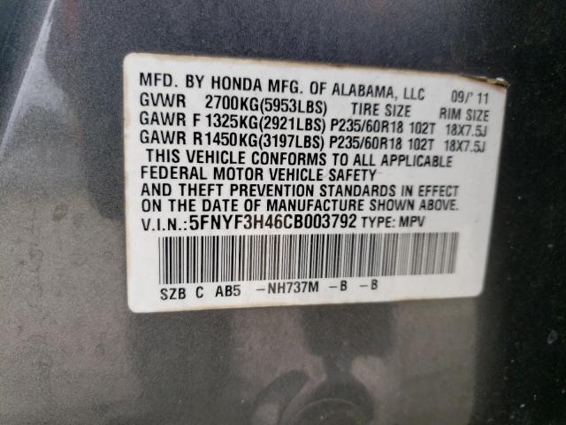 Photo 14 from auction – 2012 HONDA PILOT EX with VIN 5FNYF3H46CB003792