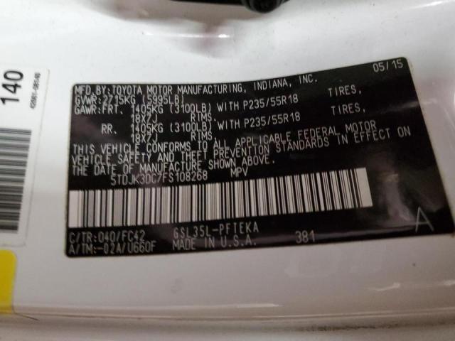 Photo 14 from auction – 2015 TOYOTA SIENNA LE with VIN 5TDJK3DC7FS108268