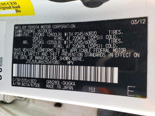 Photo 14 from auction – 2012 TOYOTA 4RUNNER SR with VIN JTEZU5JR6C5041080