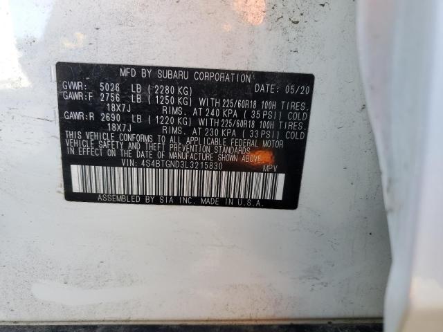 Photo 14 from auction – 2020 SUBARU OUTBACK LI with VIN 4S4BTGND3L3215830