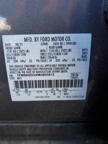 Photo 14 from auction – 2021 FORD EXPLORER X with VIN 1FMSK8DHXMGB95812
