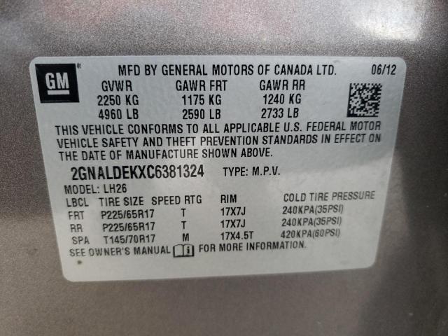 Photo 14 from auction – 2012 CHEVROLET EQUINOX LT with VIN 2GNALDEKXC6381324