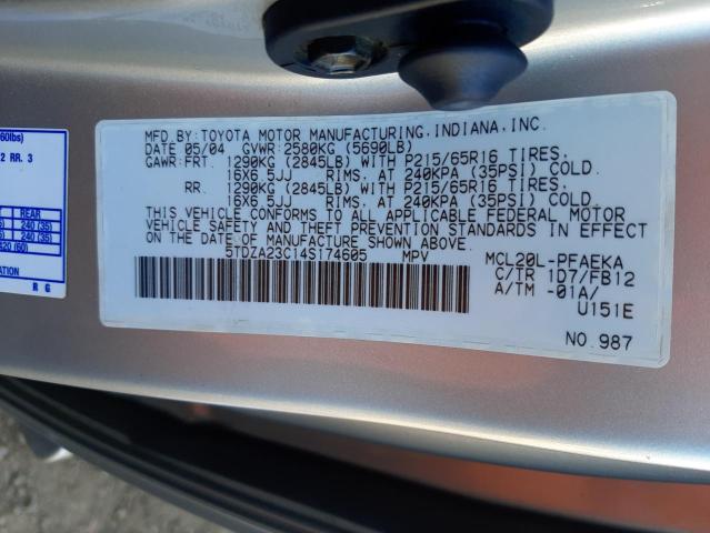 Photo 14 from auction – 2004 TOYOTA SIENNA CE with VIN 5TDZA23C14S174605