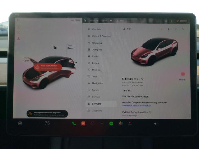 Photo 9 from auction – 2022 TESLA MODEL Y with VIN 7SAYGAEE1NF432536