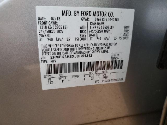 Photo 14 from auction – 2018 FORD EDGE TITAN with VIN 2FMPK3K8XJBC51312