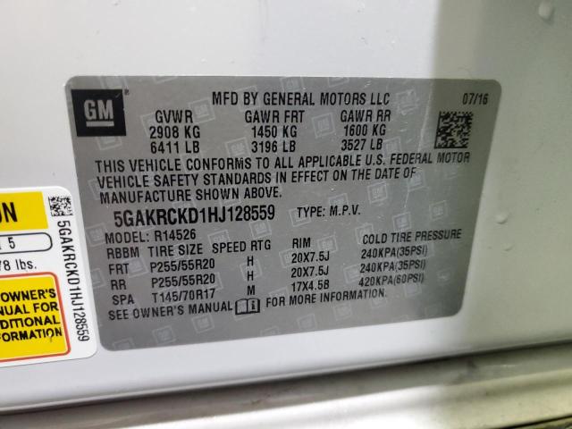 Photo 14 from auction – 2017 BUICK ENCLAVE with VIN 5GAKRCKD1HJ128559