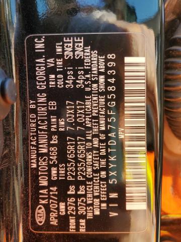 Photo 14 from auction – 2015 KIA SORENTO LX with VIN 5XYKTDA75FG584398
