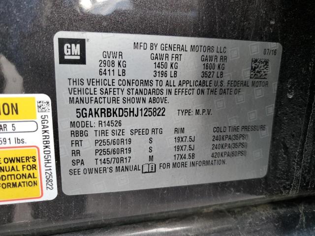 Photo 14 from auction – 2017 BUICK ENCLAVE with VIN 5GAKRBKD5HJ125822