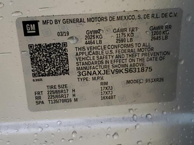 Photo 14 from auction – 2019 CHEVROLET EQUINOX LT with VIN 3GNAXJEV9KS631875