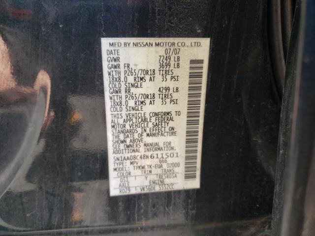 Photo 14 from auction – 2008 NISSAN ARMADA SE with VIN 5N1AA08C48N611501